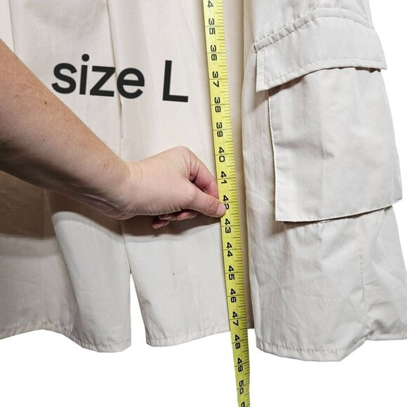 Justify Womens Cargo Jumpsuit With Shirred Smocked Back & Pockets Stone Cream - Picture 13 of 16